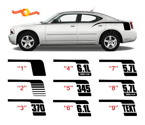 Kit Adesivo in Vinile Stile Bastone da Hockey per Passaruota Dodge Charger 2006-10