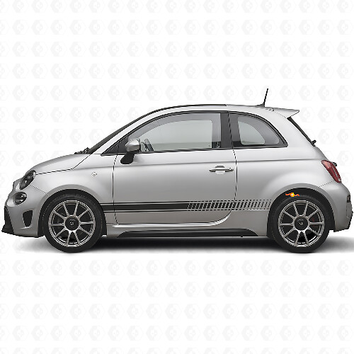 Kit di Adesivi in Vinile con Strisce Laterali a Scacchi per Fiat 500 Abarth 2007+