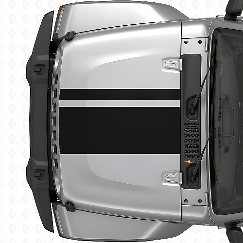 Adesivo in Vinile con Strisce sul Cofano a Doppia Larghezza Differente per Jeep Wrangler 2007+