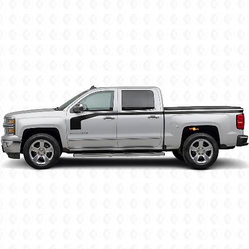 Kit di adesivi in vinile a strisce laterali stile bastone da hockey per Chevrolet Silverado 1500 2014+