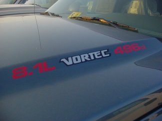 Decalcomanie per cofano a tre colori Vortec 496ci da 8,1 litri: per Chevrolet Silverado GMC Sierra Avalanche Trucks