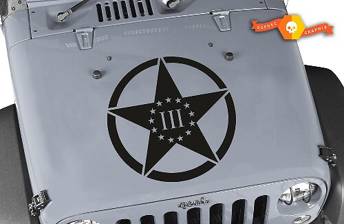 Adesivo in Vinile Militare 3 Percenters per Cofano Jeep Wrangler