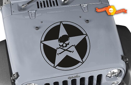 Adesivo in Vinile con Teschio e Ossa a Stella per Cofano Jeep Wrangler