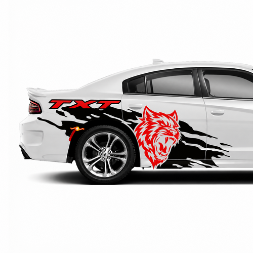 TXT Custom Cat Head Splash Pair Fiancata Parafango posteriore Adesivo in vinile per Dodge Charger SRT, Hellcat