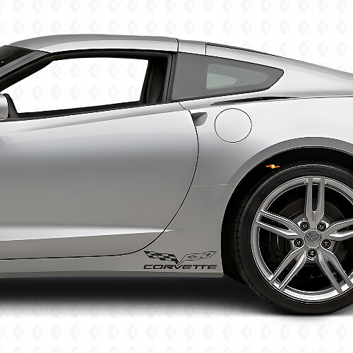 Kit decalcomanie in vinile con logo bandiera Corvette per sottoporta Chevy Corvette Z06 C6-7 2005-18_1