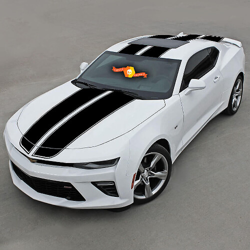 Kit Adesivi in Vinile con Doppie Strisce da Corsa Laterali Superiori per Chevrolet Camaro 2016-18