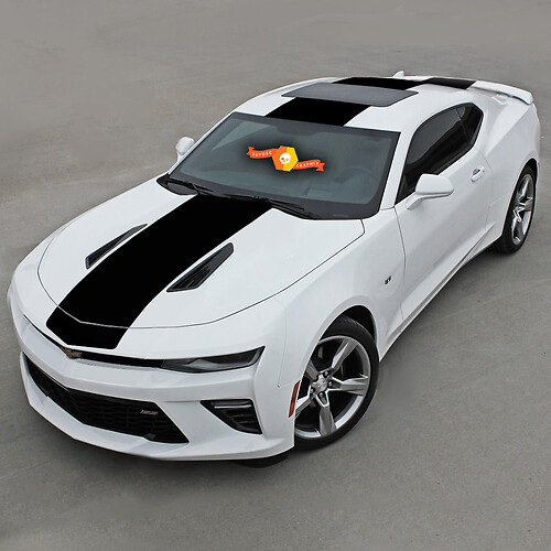Chevrolet Camaro 2016-2018 Sopra il cofano, il tetto e la parte posteriore a strisce

