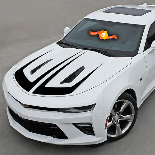 Chevrolet Camaro 2016-2018 Strisce in vinile smerlato con accento sul cofano
