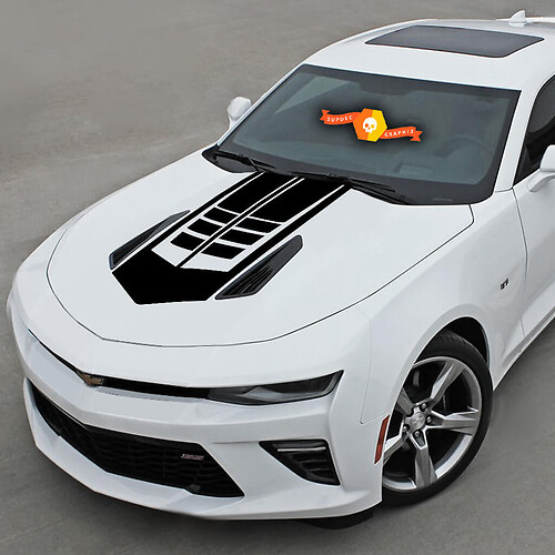 Adesivo in Vinile per Cofano con Strisce Stile Techno per Chevrolet Camaro 2016-2018
