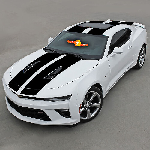 Adesivo in vinile a doppia striscia per cofano, tetto e baule per Chevrolet Camaro SS 2016-2018