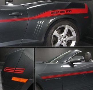 Racing Sport Custom Text Stripe Pair — Adesivo in vinile (fianco) per Chevrolet Camaro 2010-2015
