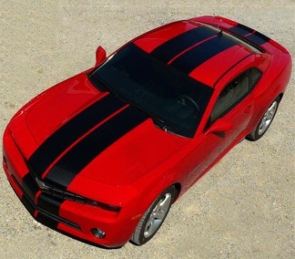 Pace Style Twin Rally Stripe Kit — Adesivo in vinile (cofano, tetto, baule, paraurti posteriore, paraurti anteriore) per Chevrolet Camaro 2010-2015_1