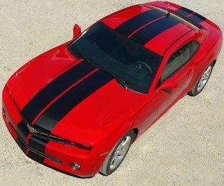 Pace Style Dual Center Racing Stripe Kit — Adesivo in vinile (cofano, tetto, baule, paraurti posteriore, paraurti anteriore) per Chevrolet Camaro 2010-2015