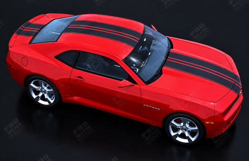 Over The Top Twin Rally Stripe Kit — Adesivo in vinile (cofano, tetto, baule) per Chevrolet Camaro 2010-2015