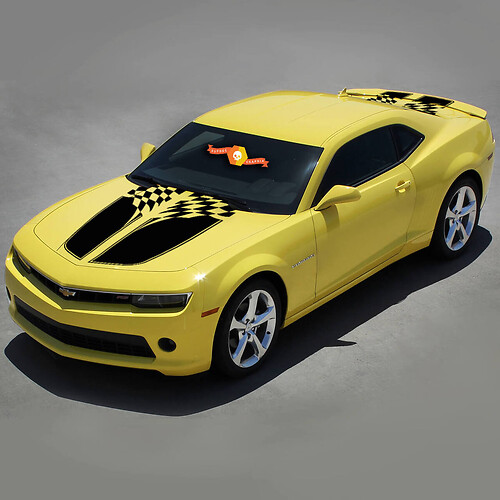 Adesivo in vinile con strisce da corsa a scacchi per cofano e bagagliaio per Chevrolet Camaro 2010-2015