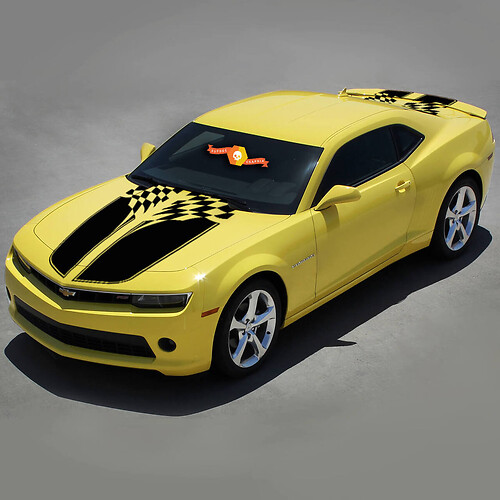 Adesivo Vinile a Strisce Scacchiate Cofano Bagagliaio per Chevrolet Camaro 2010-2015