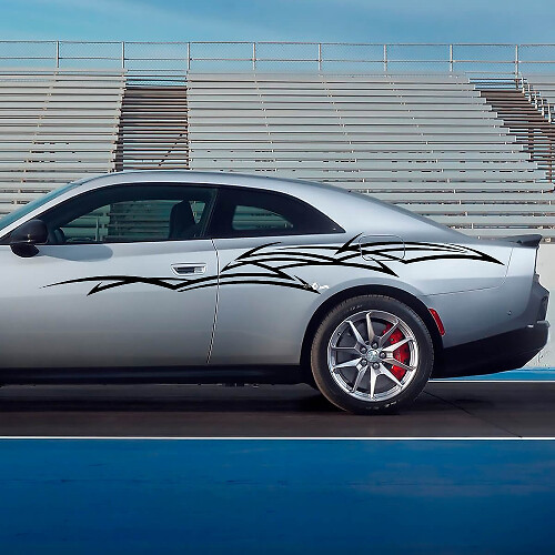 Adesivo Vinile Laterale a Strisce Tribal Astratte per Dodge Charger Electric_1
