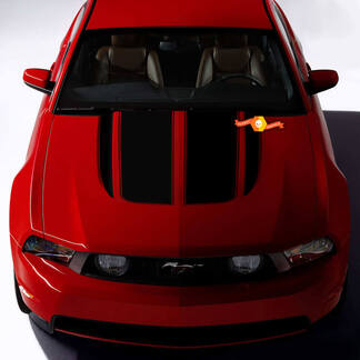 Contorno della decalcomania oscurante del cofano con strisce laterali adatte per Ford Mustang 2005-2024
