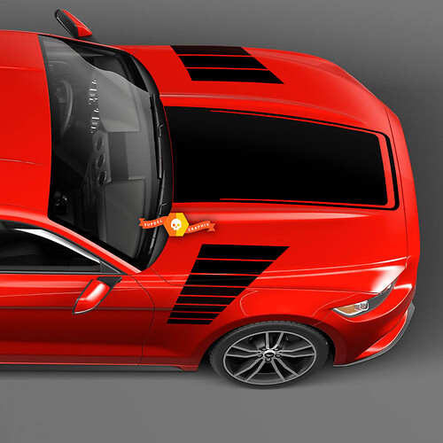 Strisce stroboscopiche sul cofano e sui lati per Ford Mustang
