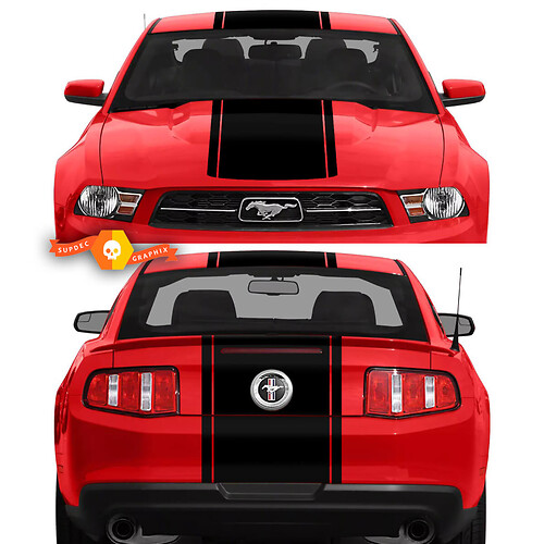 Adesivi per decalcomanie a strisce per tutto il corpo del cofano e del bagagliaio della Ford Mustang Rally
