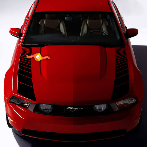 Adesivo decalcomania in vinile con strisce stroboscopiche laterali del cofano Ford Mustang
