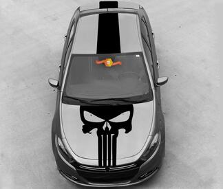 Dodge Dart 2013-2020 Punisher Style Skull Cappuccio e strisce superiori