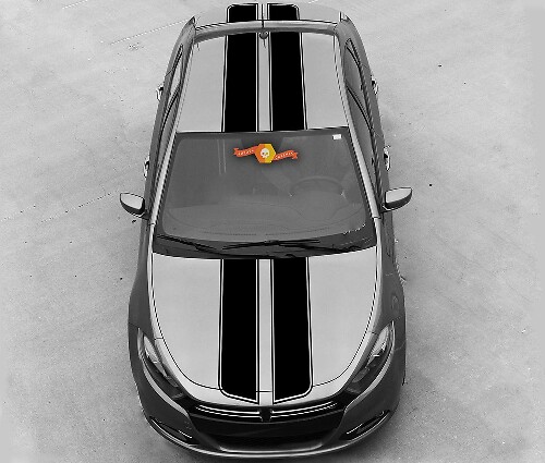 Kit di adesivi in vinile con doppia striscia di contorno superiore per Dodge Dart 2013-20