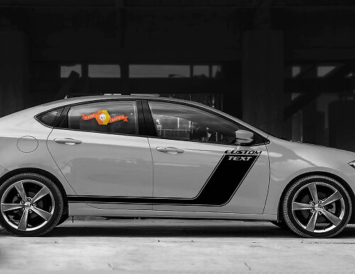 Strisce Contorno con Testo Personalizzato Adesivo Vinilico Laterale per Dodge Dart