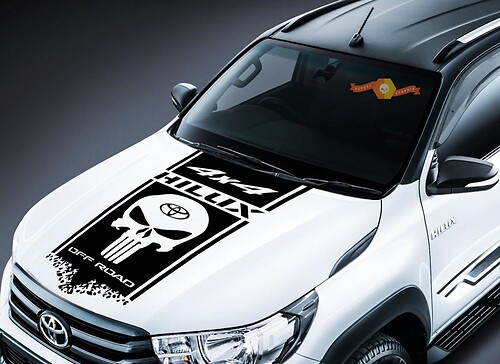 Adesivo in Vinile con Striscia Larga Stile Punisher per Cofano Toyota Hilux