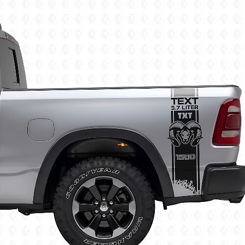 Kit Adesivi a Vinile Personalizzati a Strisce Laterali Posteriori Stile HEMI per Dodge Ram 1500-3500