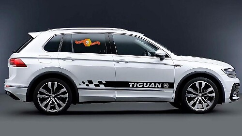 Kit Adesivi Vinile Strisce Laterali a Scacchi per Volkswagen Tiguan