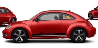 Volkswagen Beetle Turbo 2 strisce laterali in vinile decalcomanie per carrozzeria logo emblema adesivo
