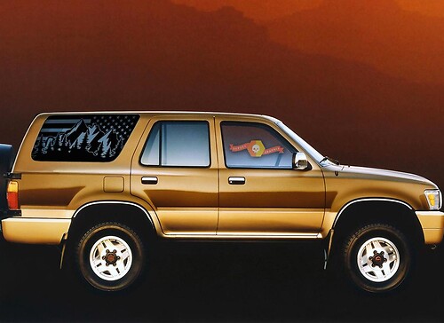 Decalcomanie per adesivi con bandiera USA per Toyota 4Runner Mountain Scene, adatte per il lunotto posteriore 1990-1995
