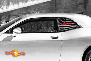 2 adesivi grafici per decalcomanie per parabrezza in vinile Mopar con bandiera degli Stati Uniti per finestra Dodge Challenger
