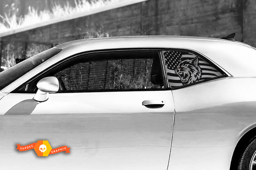 Red Eye Wildcat USA Flag Quarter Window Pair Finestrino laterale Adesivo in vinile per Dodge Challenger Hellcat