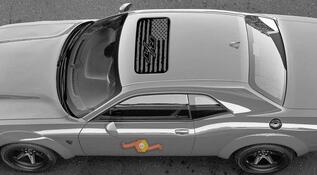 2 adesivi grafici per decalcomanie per parabrezza in vinile con bandiera R/T per finestra Dodge Challenger
