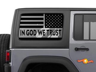 Jeep Hardtop - In God We Trust - Bandiera Parabrezza Decal USA American Wrangler JKU Window Stickers

