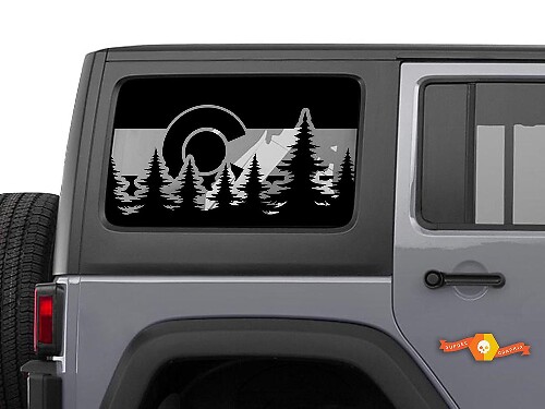 Adesivo in Vinile con Bandiera del Colorado per Finestra Laterale Jeep Wrangler