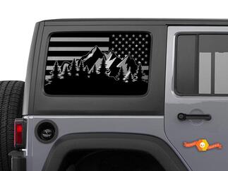 Jeep Wrangler USA Flag Mountain Scene Parabrezza Decal JKU JLU 4Dr 2007-2019 Adesivi Rubicon
