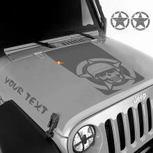 Set di Adesivi in Vinile con Teschio Militare e Scritta Personalizzata per Cofano Jeep Wrangler_2