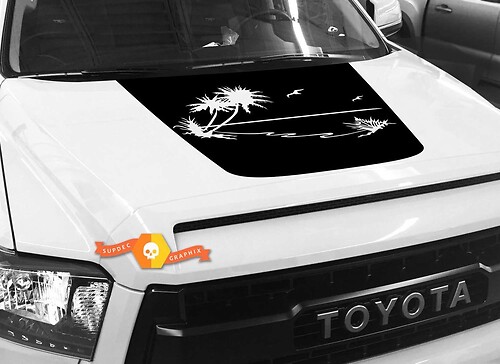 Decalcomania grafica per cofano Palm Island Ocean per TOYOTA TUNDRA 2014 2015 2016 2017 2018
