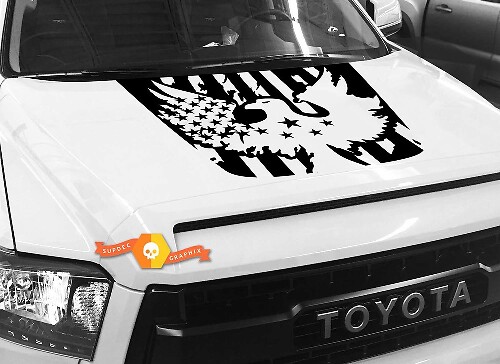 Adesivo in vinile con bandiera USA e aquila calva per cofano Toyota Tundra 2014-2018