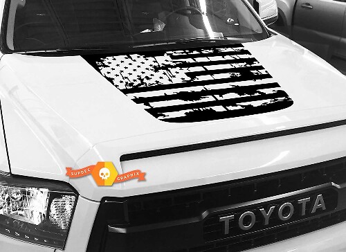 Adesivo in vinile con bandiera USA effetto invecchiato per cofano Toyota Tundra 2014-2018