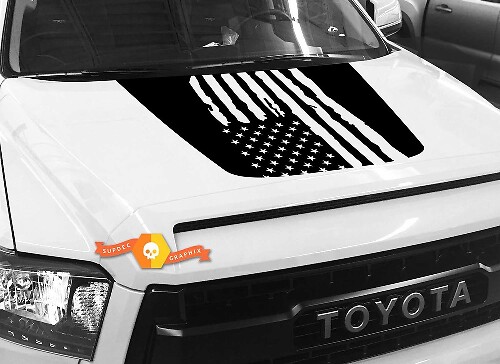 Adesivo in vinile Hood con bandiera USA stile distrutto per Toyota Tundra 2014-2018