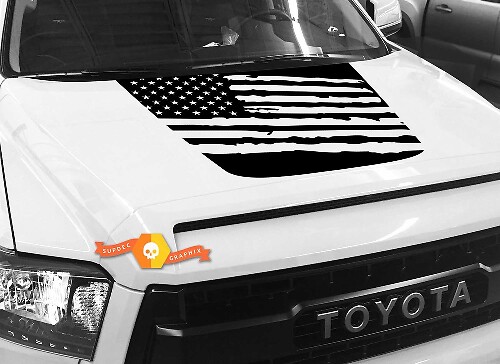 Adesivo in Vinile Cofano Distrutto con Bandiera Americana per Toyota Tundra 2014-2018