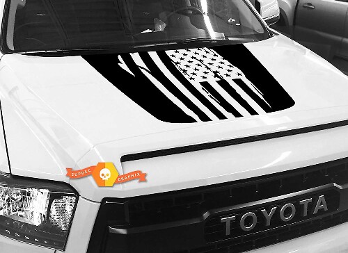 Adesivo in vinile con bandiera americana consumata per cofano Toyota Tundra 2014-2018
