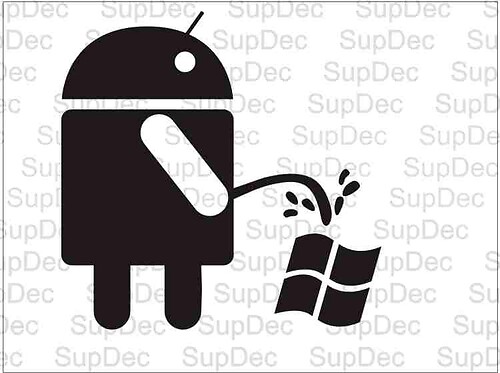 Adesivo Universale in Vinile Divertente Android Robot che Fa la Pipi su Windows