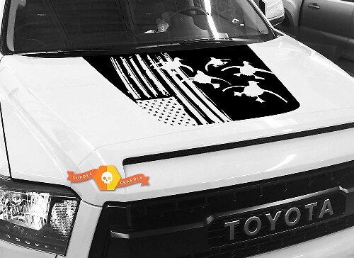 Adesivo in Vinile per Cofano con Anatre e Bandiera USA per Toyota Tundra 2014-2018
