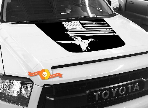 Adesivo in vinile con bandiera USA a forma di papera per cofano Toyota Tundra 2014-2018