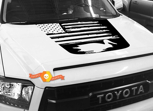 Decalcomania grafica per cofano con bandiera USA Distressed Ducks per TOYOTA TUNDRA 2014 2015 2016 2017 2018 #14
